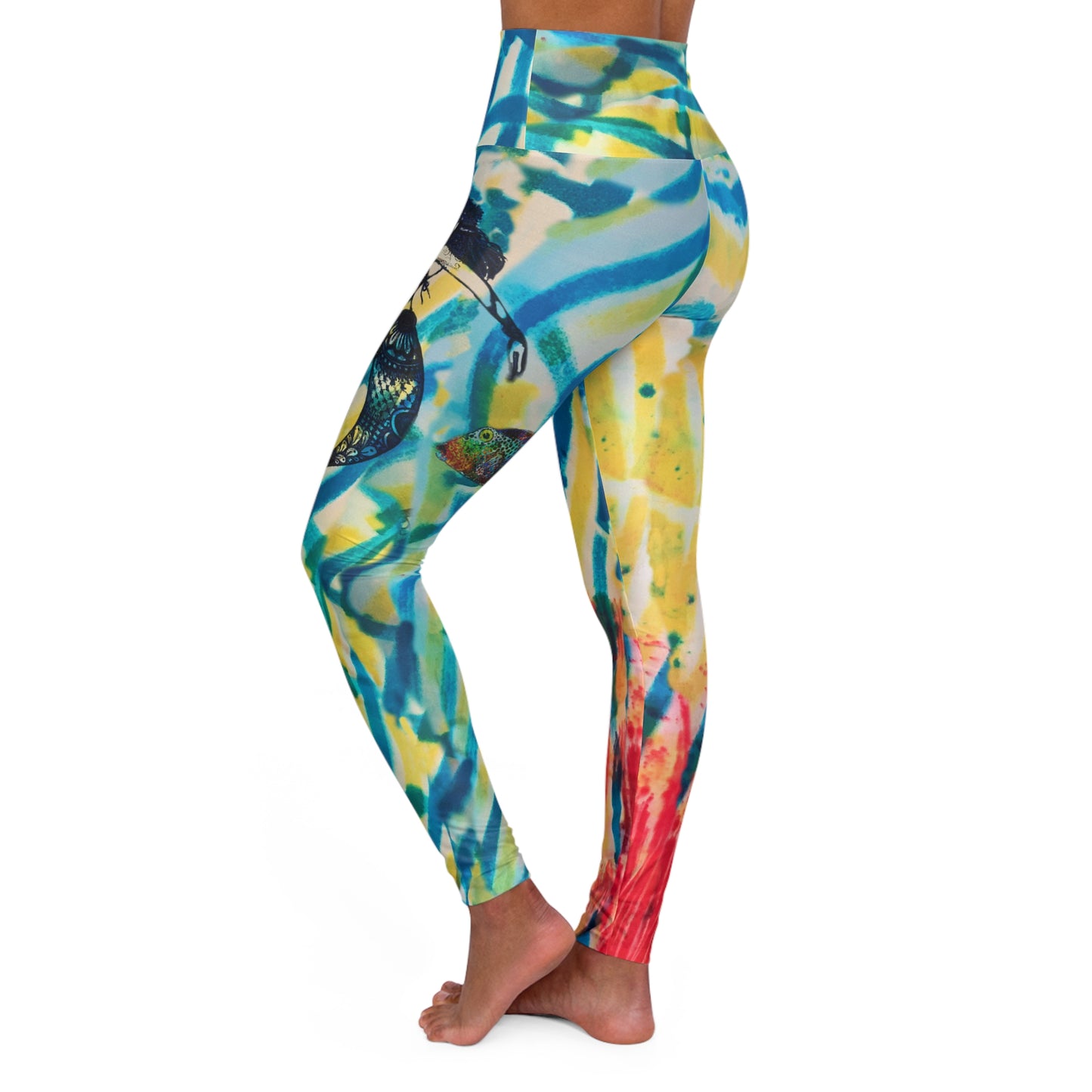 Mermaid at the Beach High Waisted Yoga Leggings