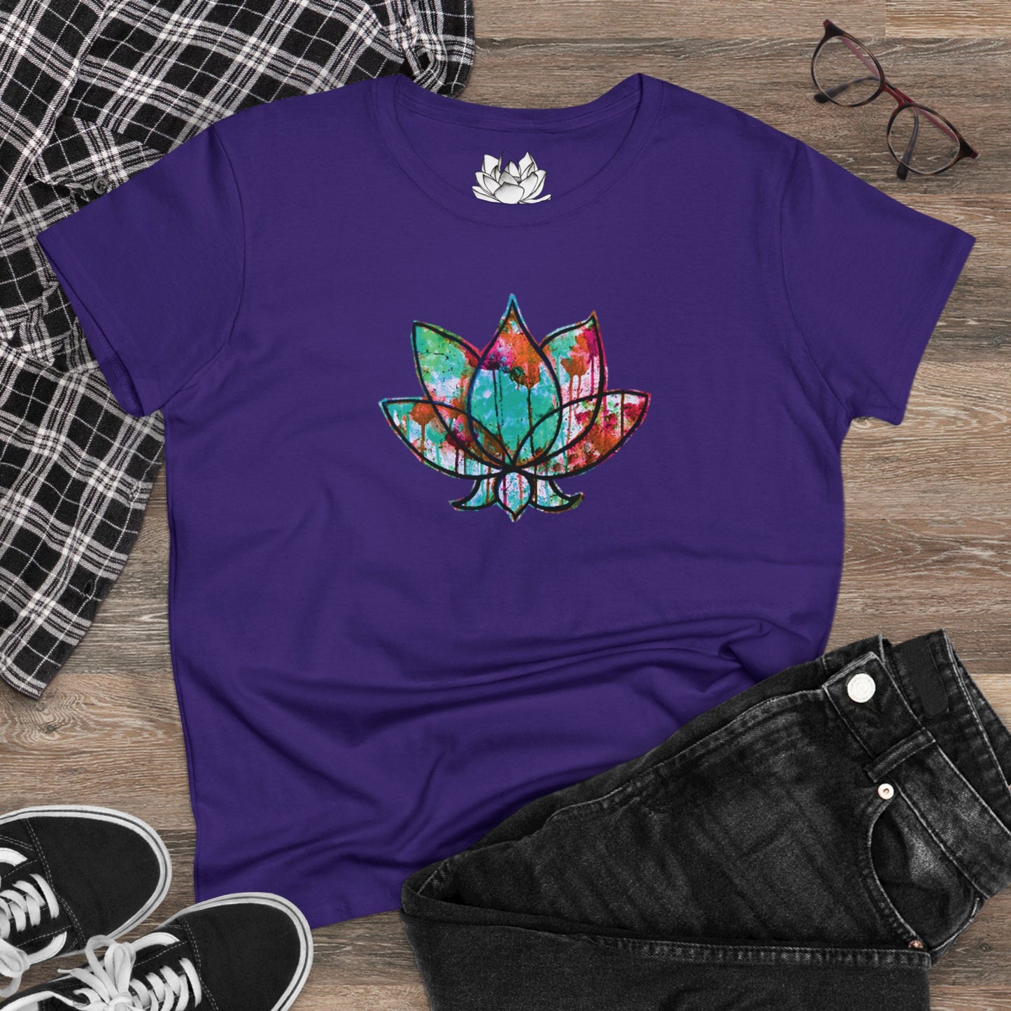 Graffiti Lotus Bloom Women's Cotton Tee