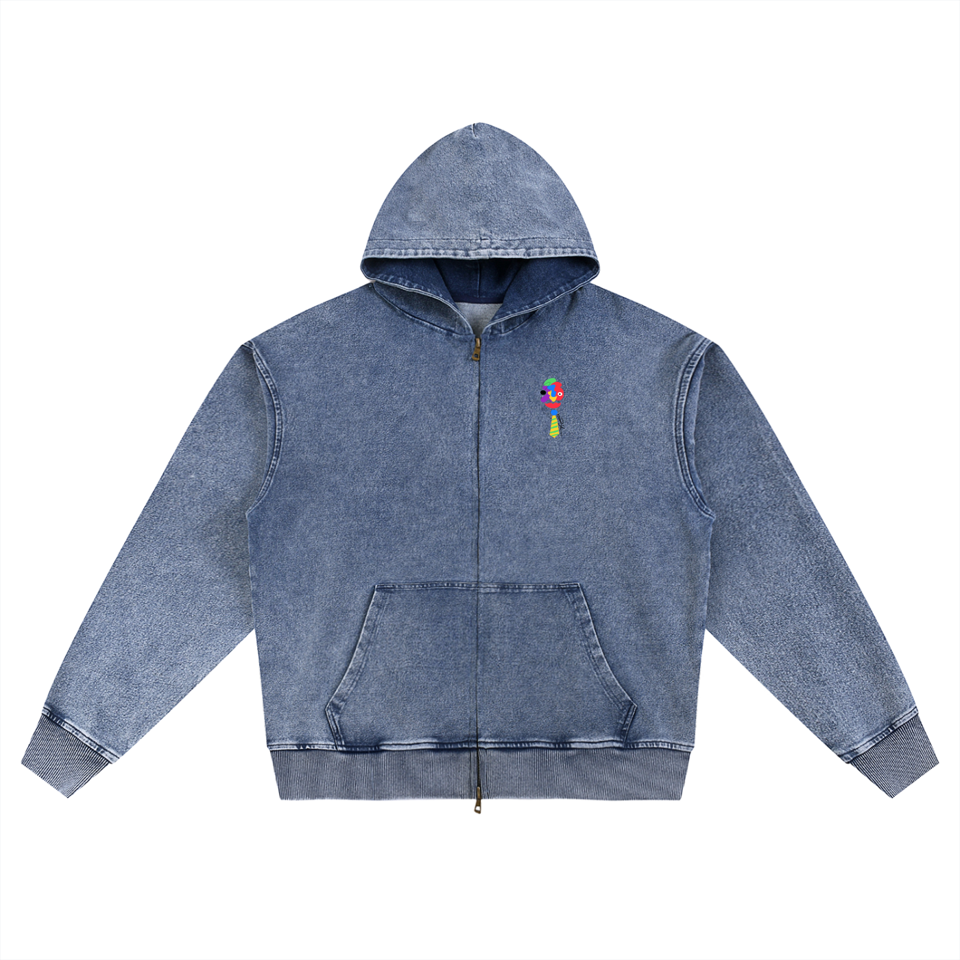 Love Bar Snow Wash Oversized Zip-Up Hoodie