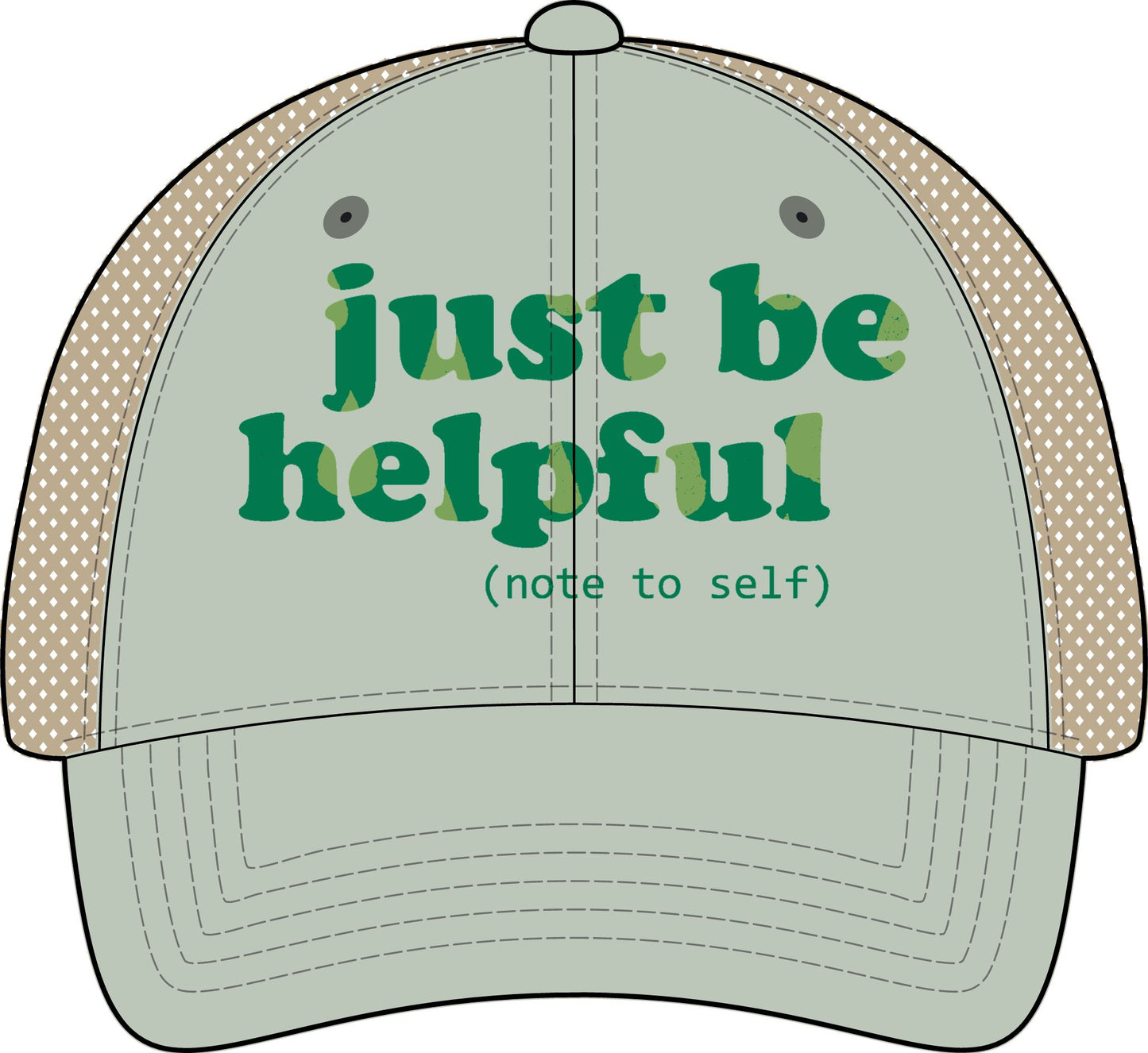 Note to Self Women's Washed Mesh Cap with Unique Print Patterns on Reverse