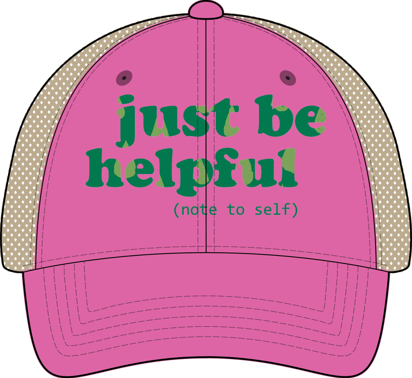 Note to Self Women's Washed Mesh Cap with Unique Print Patterns on Reverse