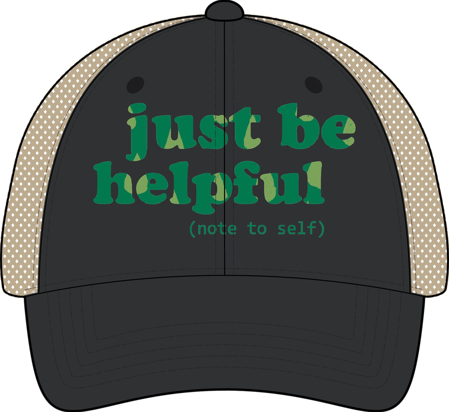 Note to Self Women's Washed Mesh Cap with Unique Print Patterns on Reverse