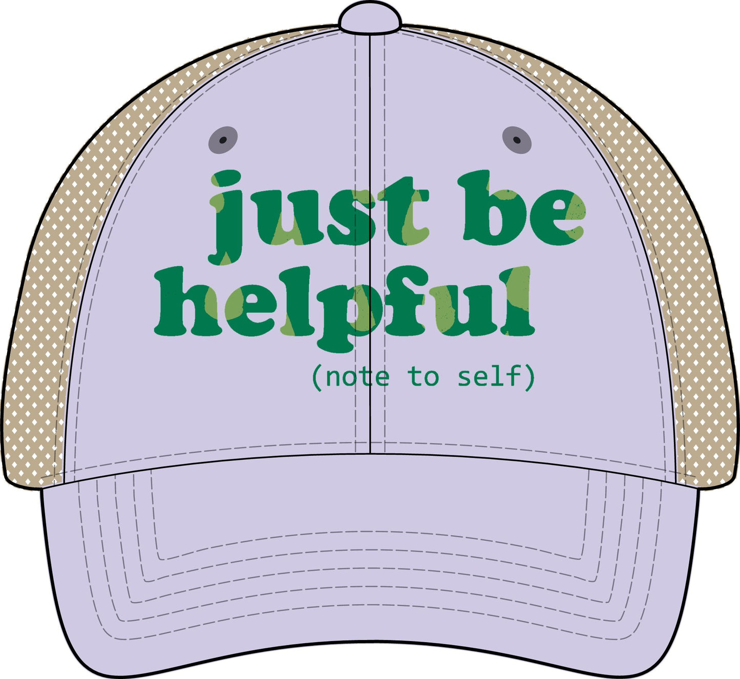 Note to Self Women's Washed Mesh Cap with Unique Print Patterns on Reverse