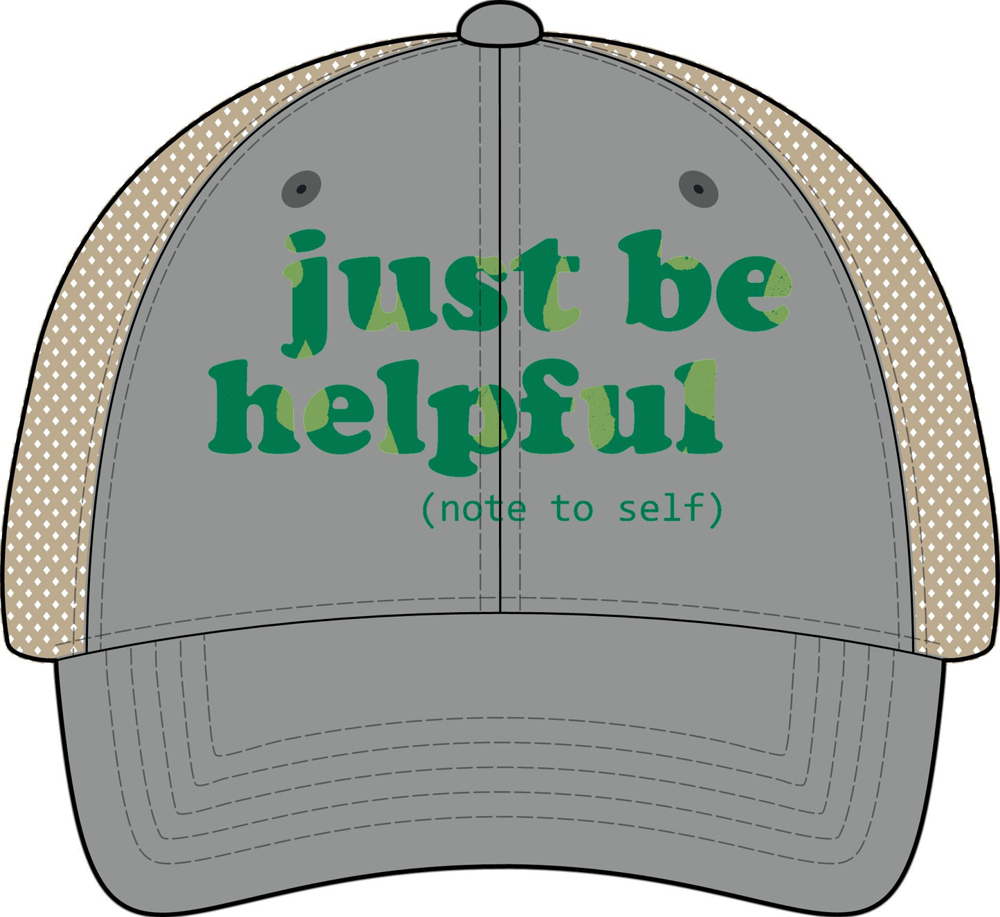 Note to Self Women's Washed Mesh Cap with Unique Print Patterns on Reverse