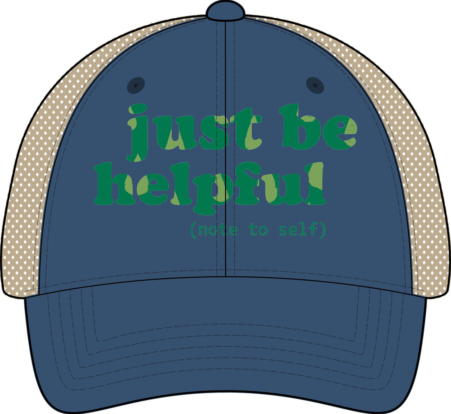 Note to Self Women's Washed Mesh Cap with Unique Print Patterns on Reverse