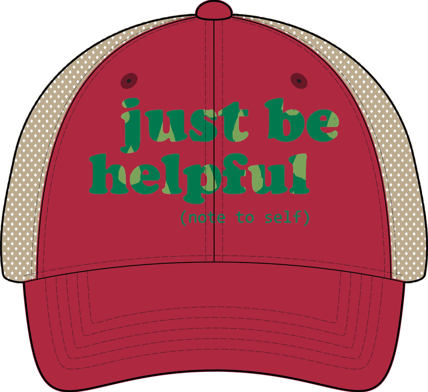 Note to Self Women's Washed Mesh Cap with Unique Print Patterns on Reverse