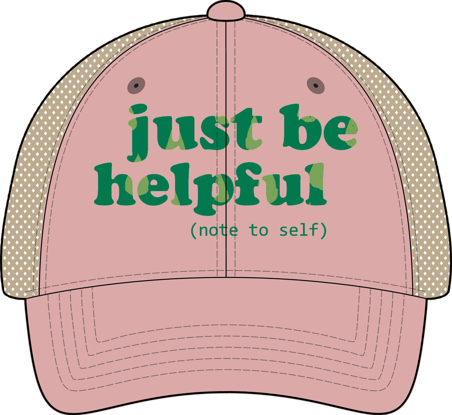 Note to Self Women's Washed Mesh Cap with Unique Print Patterns on Reverse