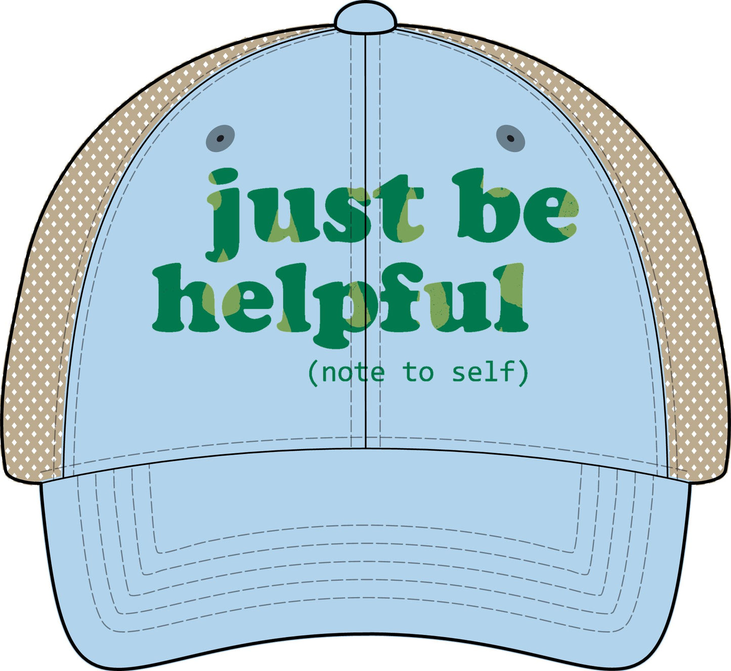 Note to Self Women's Washed Mesh Cap with Unique Print Patterns on Reverse
