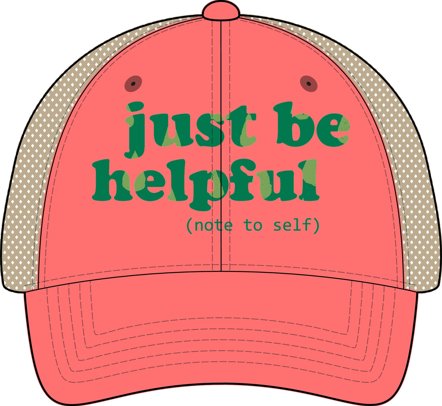 Note to Self Women's Washed Mesh Cap with Unique Print Patterns on Reverse