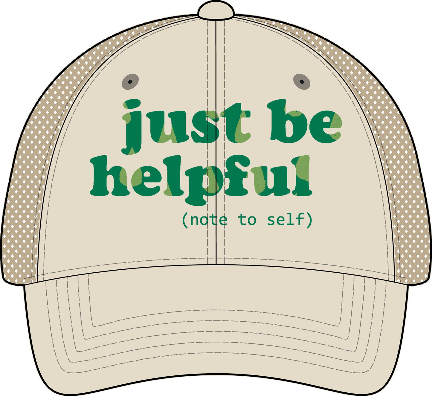 Note to Self Women's Washed Mesh Cap with Unique Print Patterns on Reverse