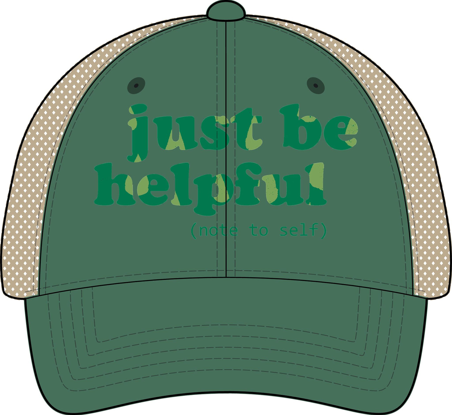 Note to Self Women's Washed Mesh Cap with Unique Print Patterns on Reverse