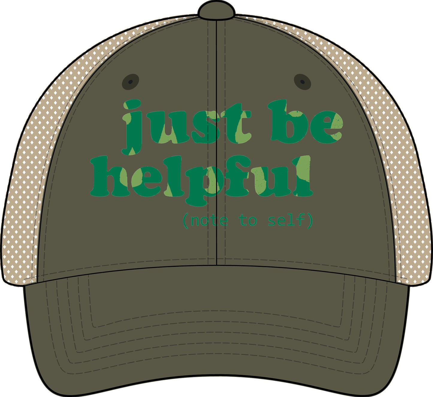 Note to Self Women's Washed Mesh Cap with Unique Print Patterns on Reverse
