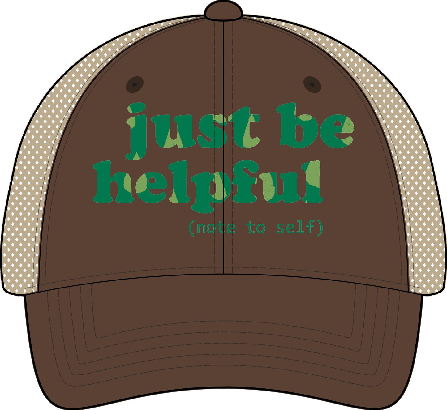 Note to Self Women's Washed Mesh Cap with Unique Print Patterns on Reverse