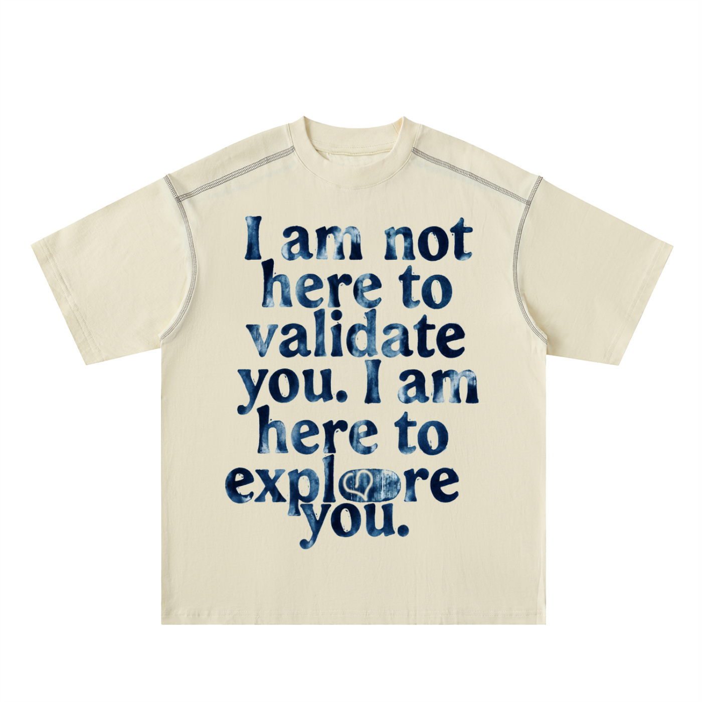 I AM HERE Oversized Contrast-Stitched Cotton Tee