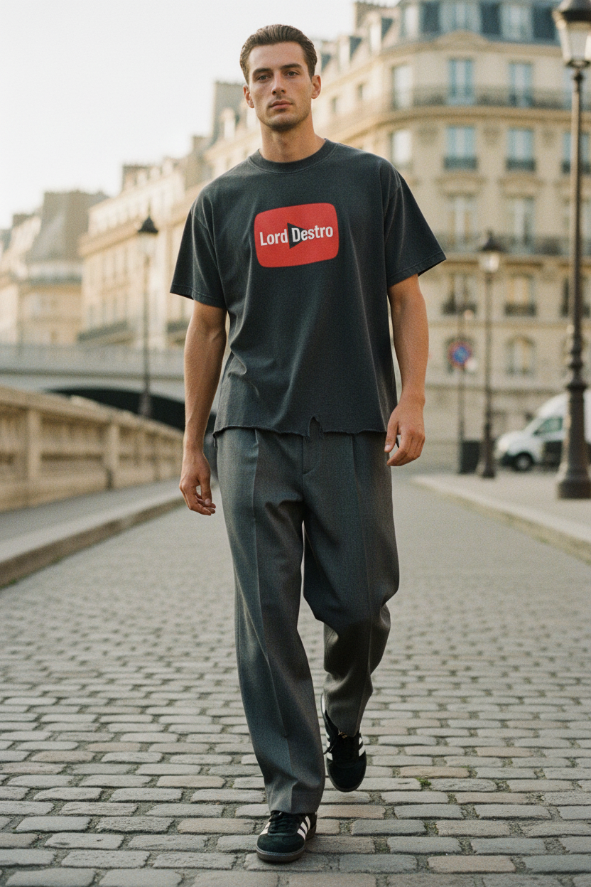 Lord Destro Vintage Wash Boxy Distressed Hem T-Shirt