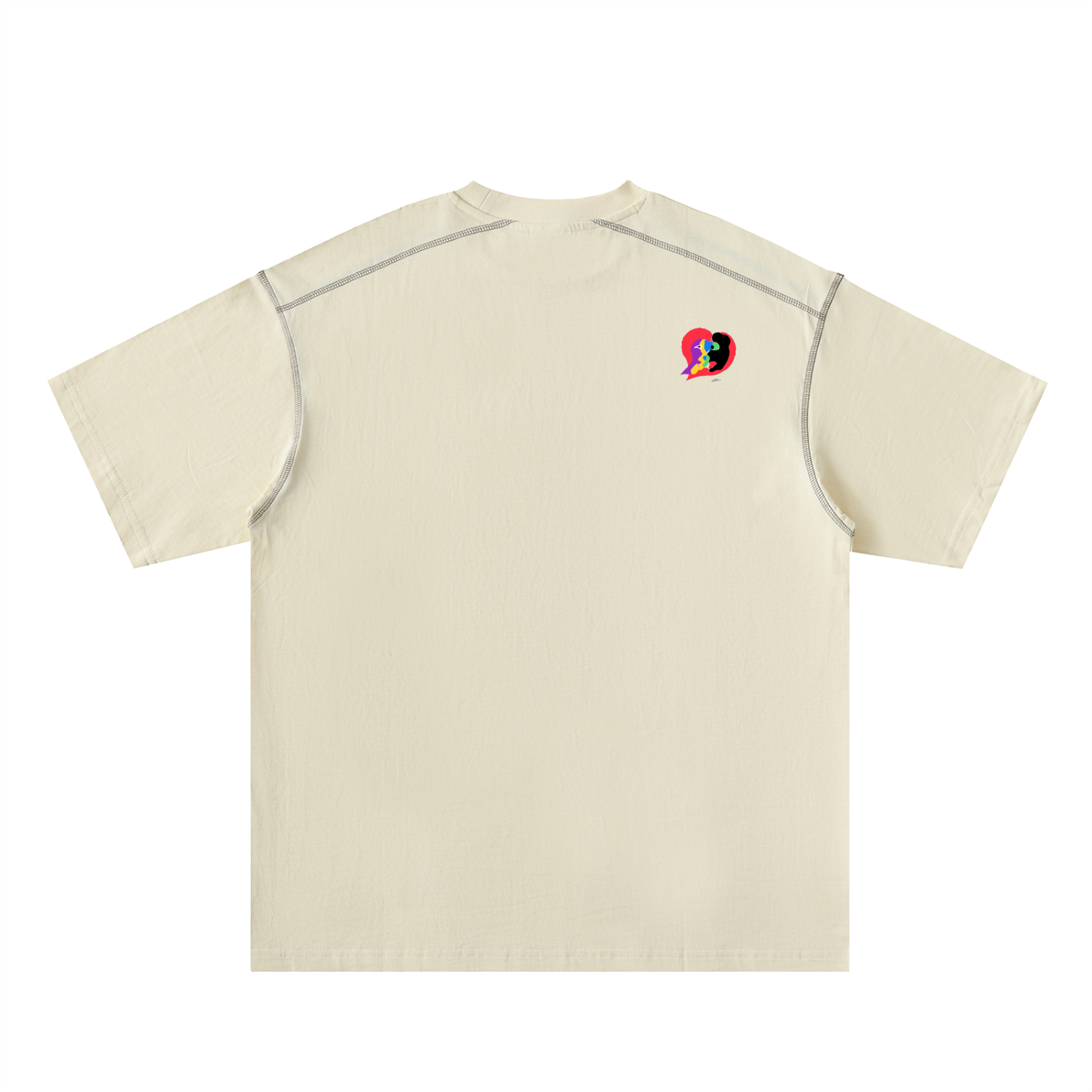 I AM HERE Oversized Contrast-Stitched Cotton Tee