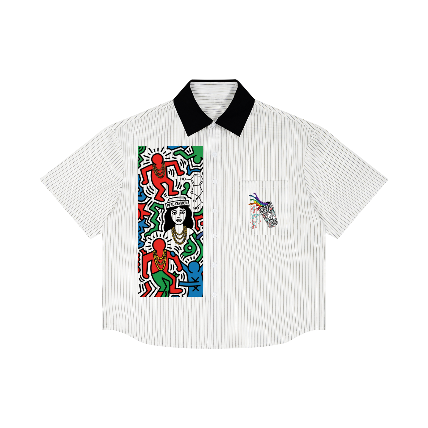 Lean Machine Perc Up Unisex Striped Boxy Contrast Collar Shirt