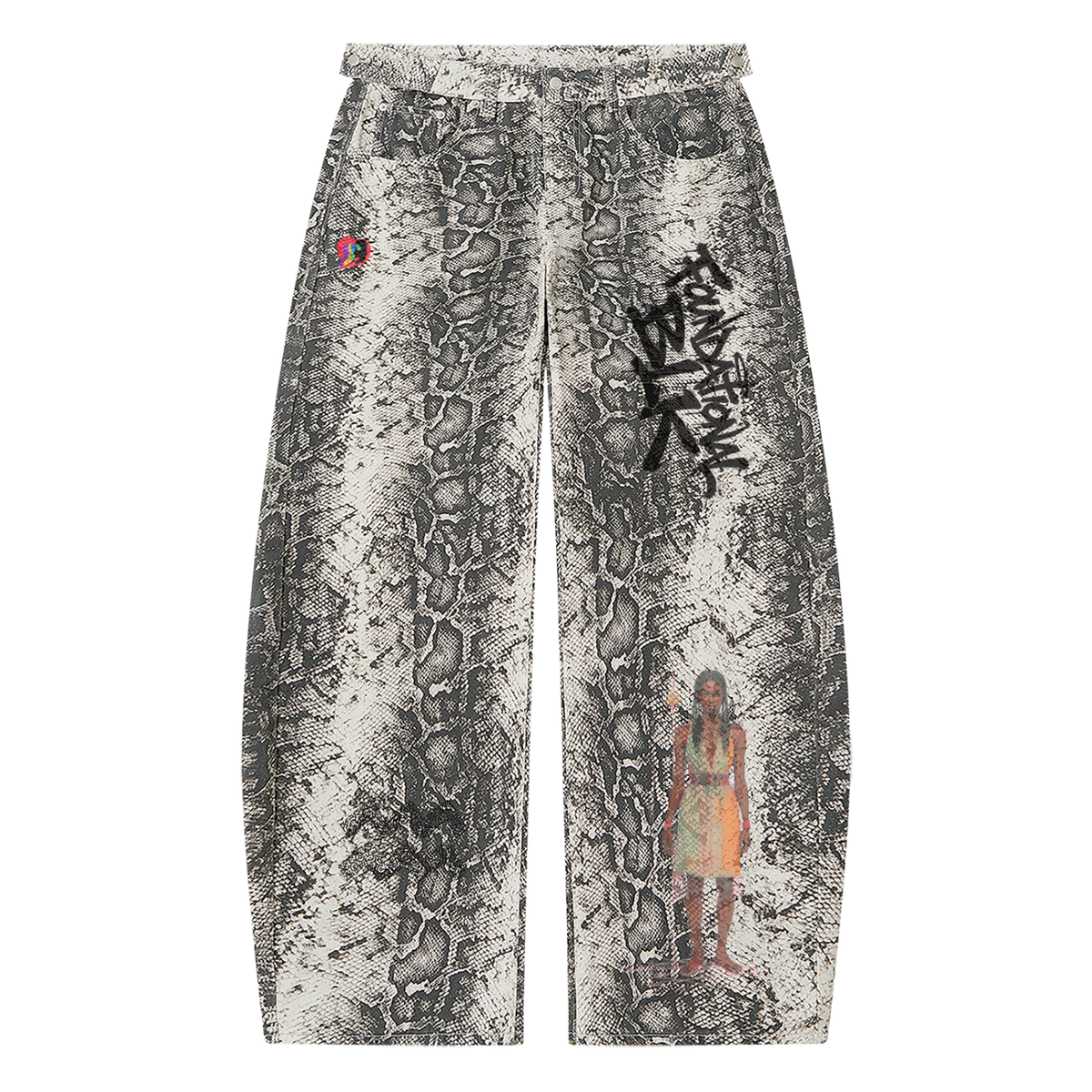 Foundational BLK Men's Snake Print Barrel Leg Pants