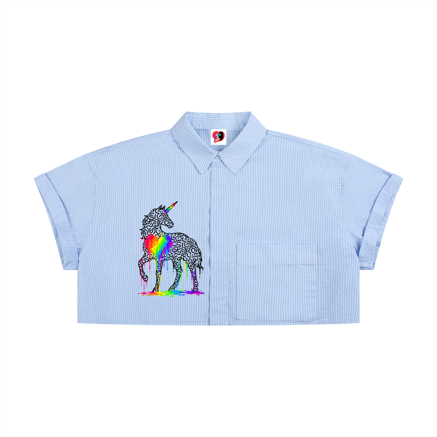 The Way Unicorn Women’s Striped Boxy Cropped Shirt