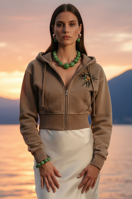 Vintage Washed Cropped Fleece Hoodie