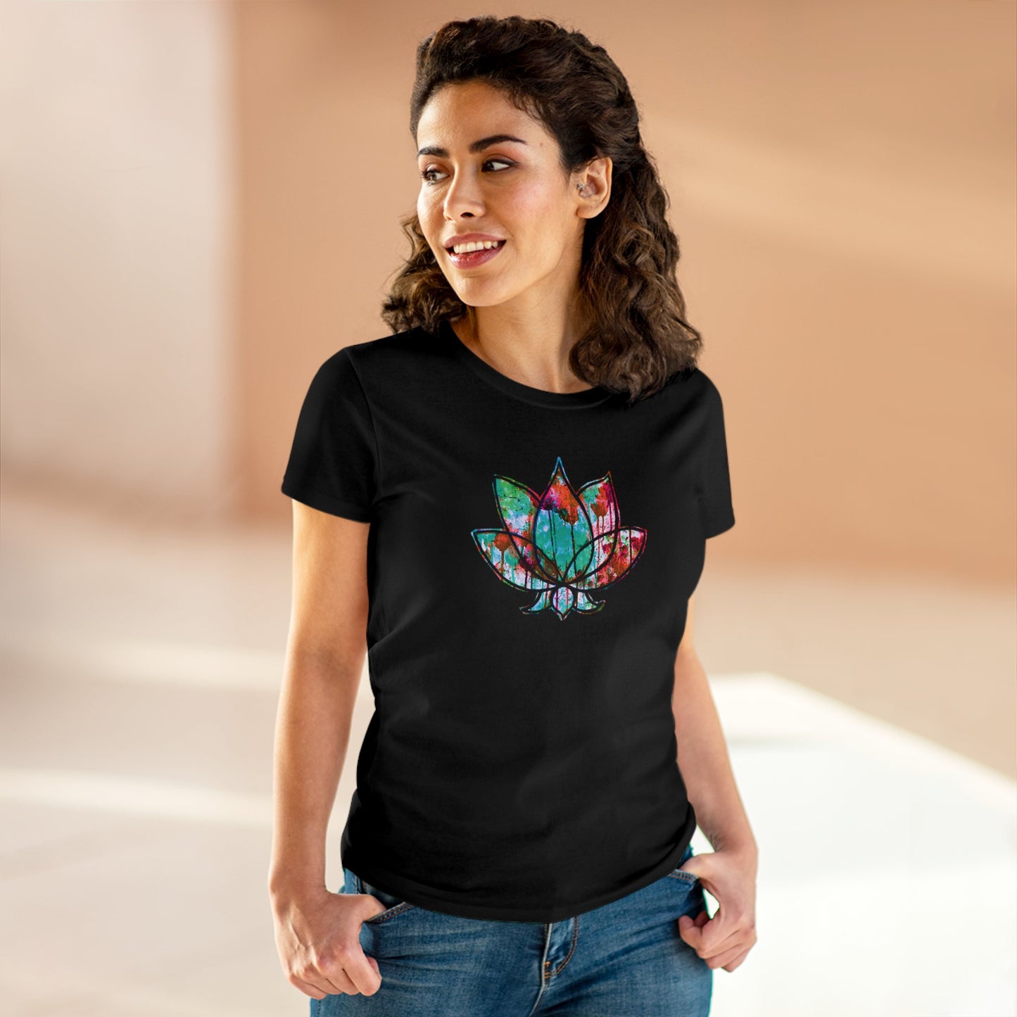 Graffiti Lotus Bloom Women's Cotton Tee