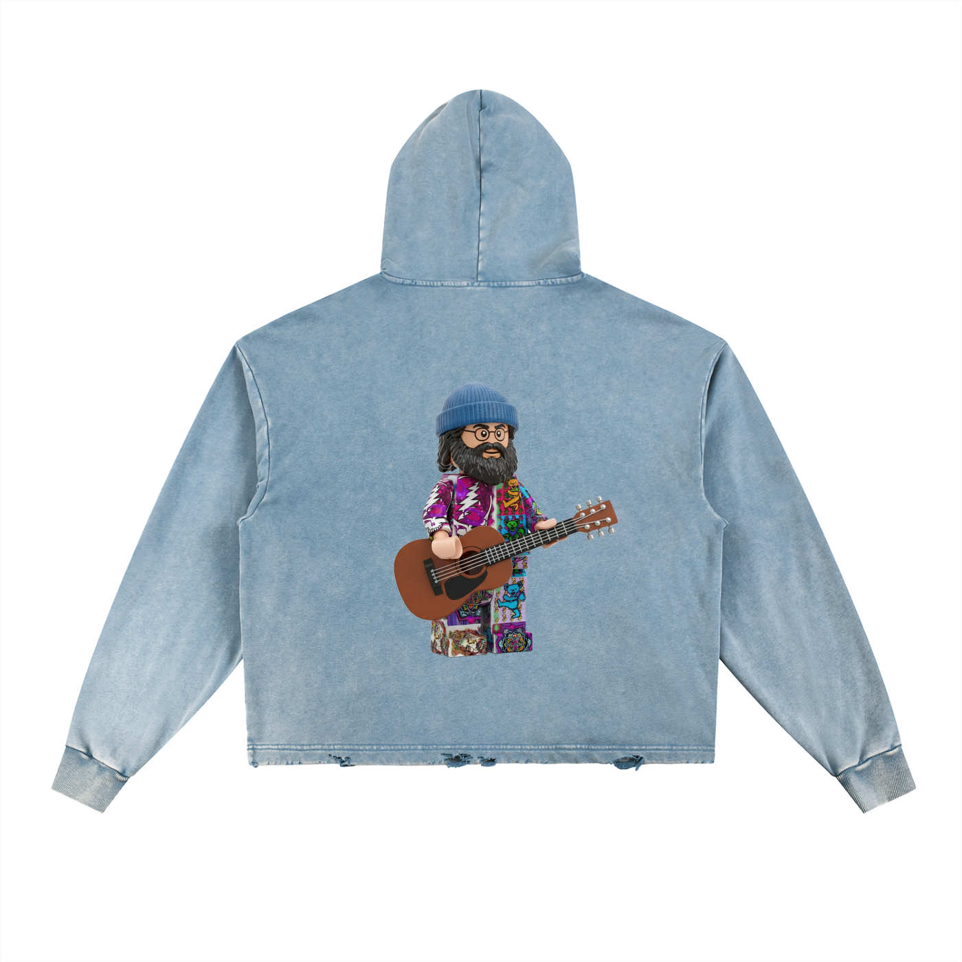 Jerry Garcia Mandala Vintage Washed Frayed-Hem Hoodie