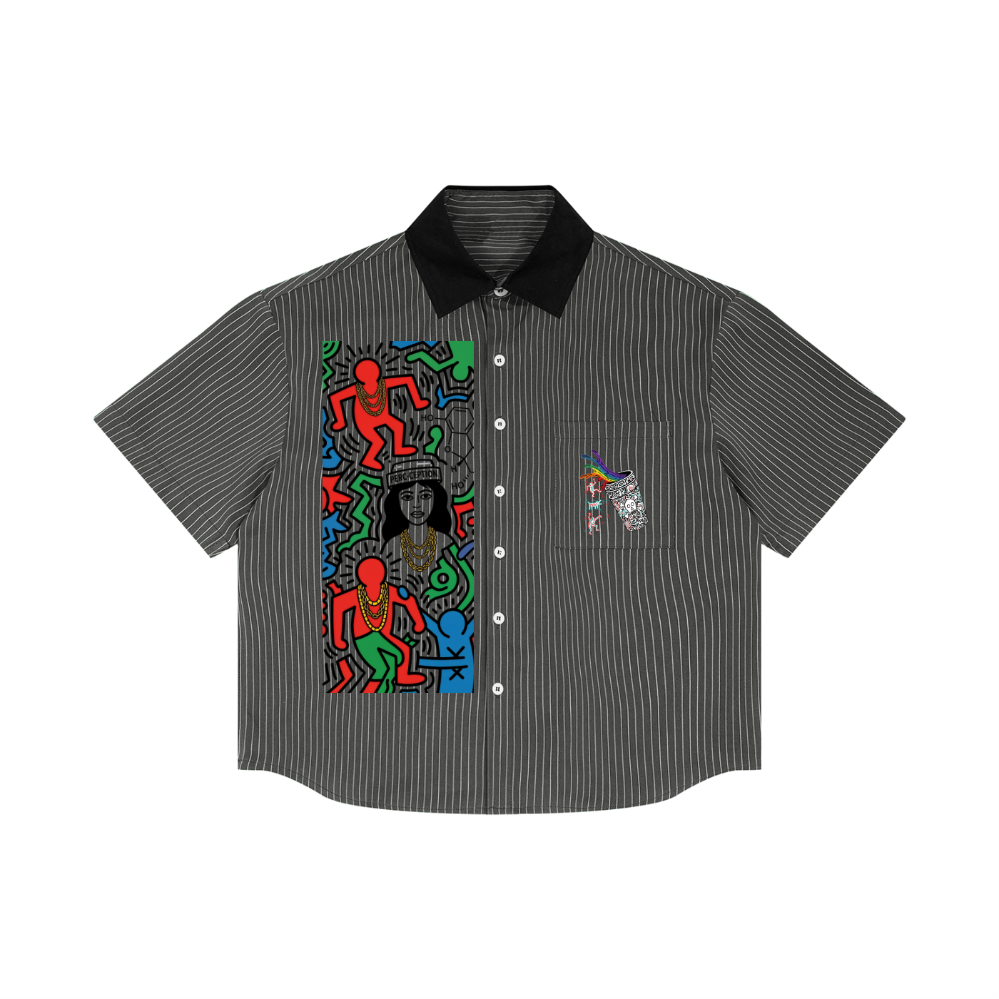 Lean Machine Perc Up Unisex Striped Boxy Contrast Collar Shirt