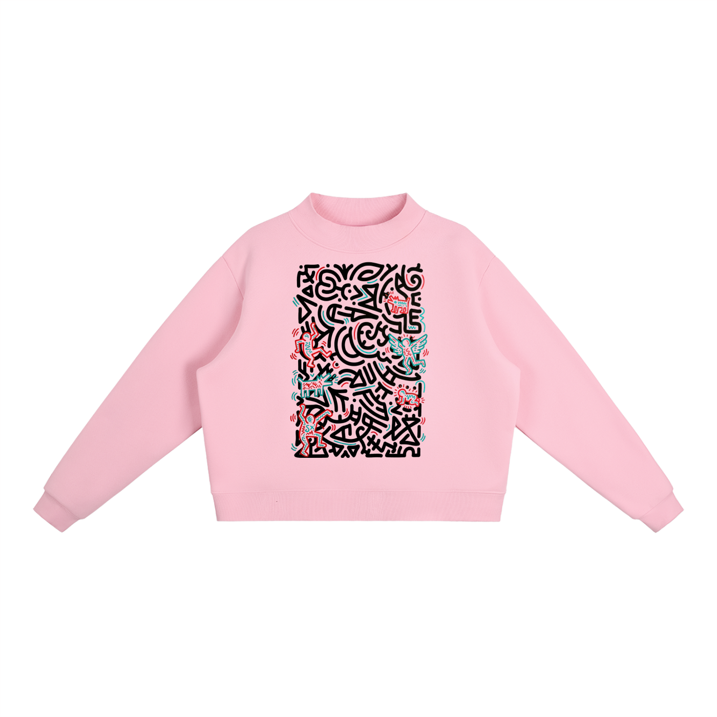 SQUIGGLE Essential Fleece Mock-Neck Crew Sweatshirt