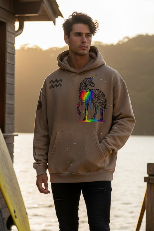SQUIG Vintage Washed Frayed Fleece Hoodie