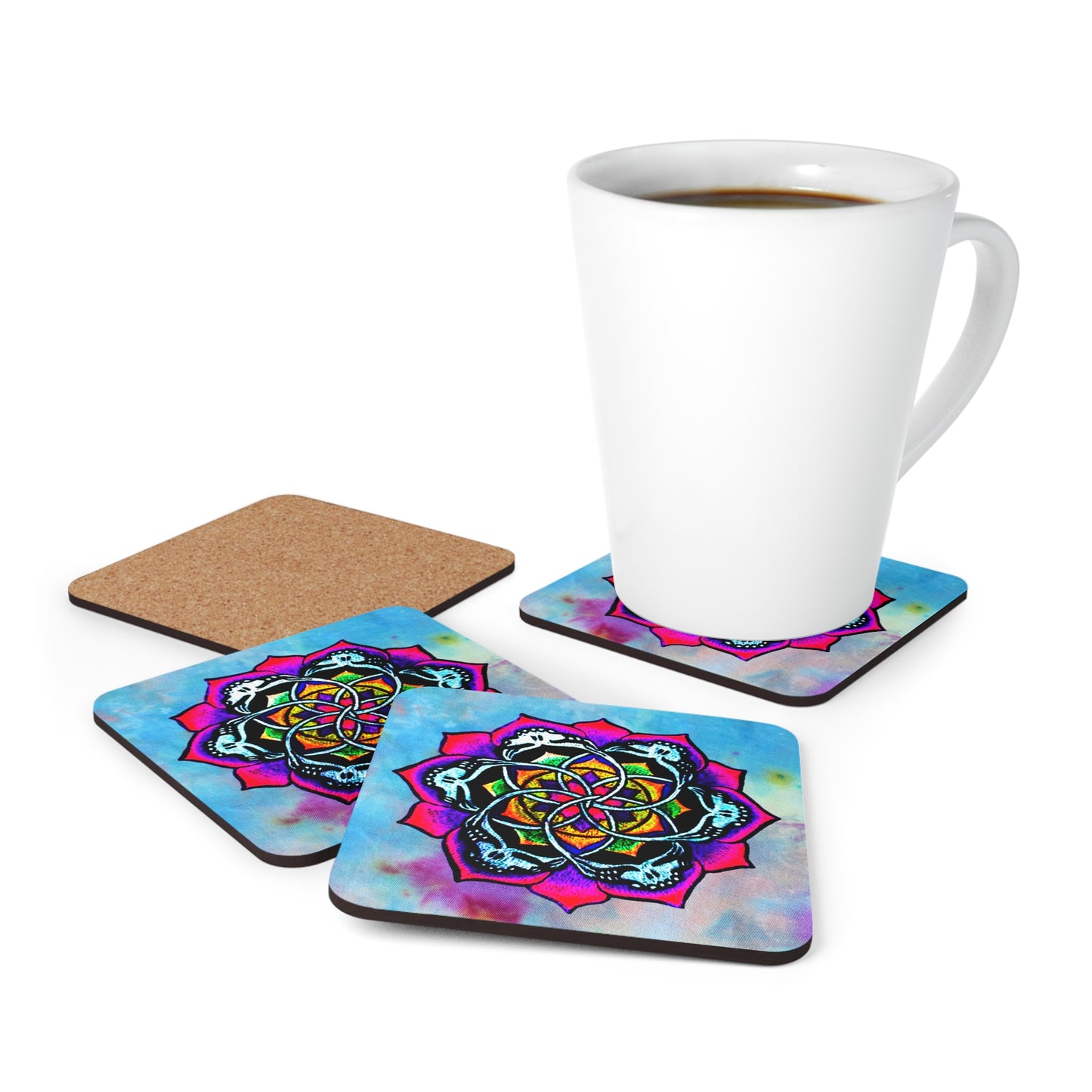 Dead Mandala Corkwood Coasters