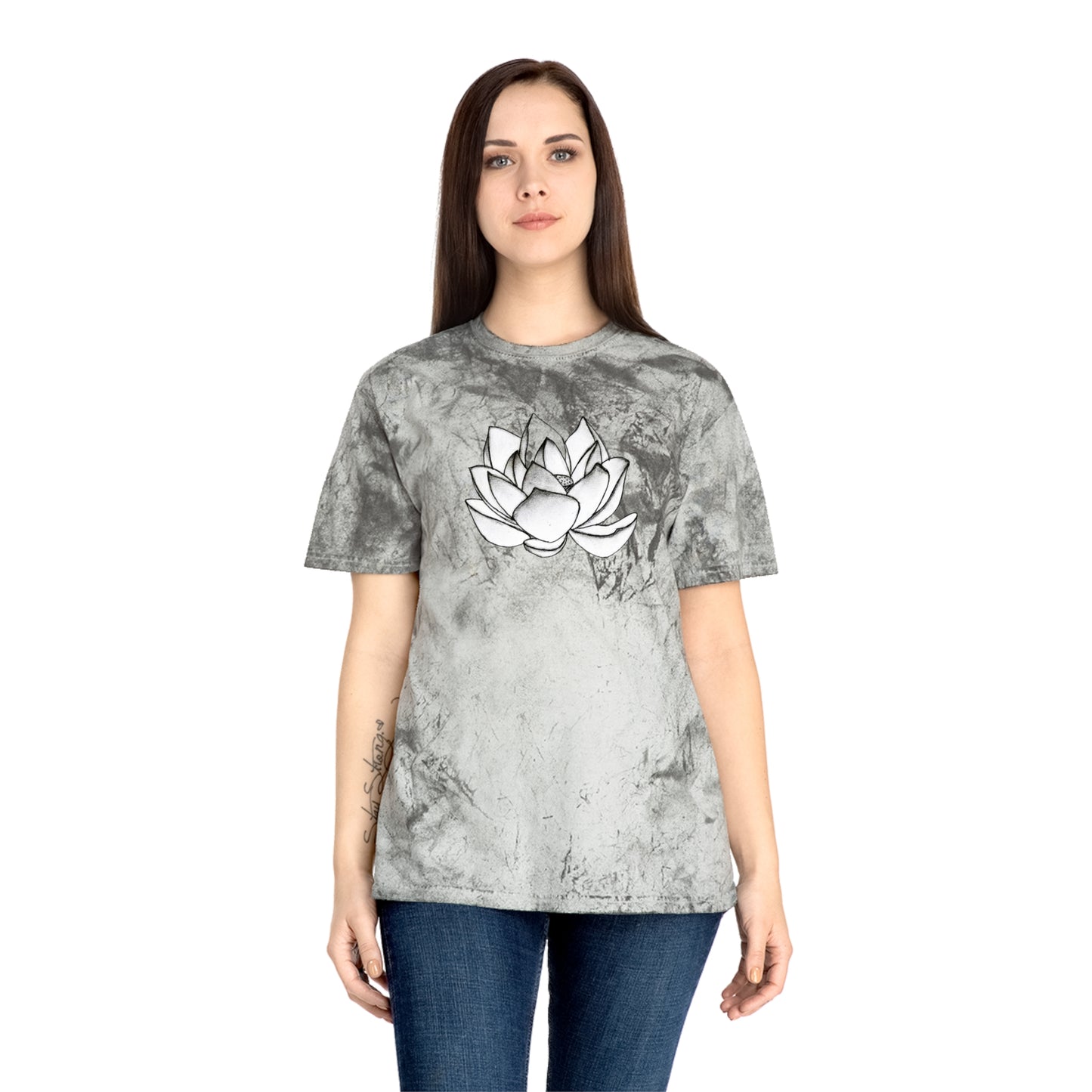 Lotus Flower Sketch Industrial Dye Premium T-Shirt