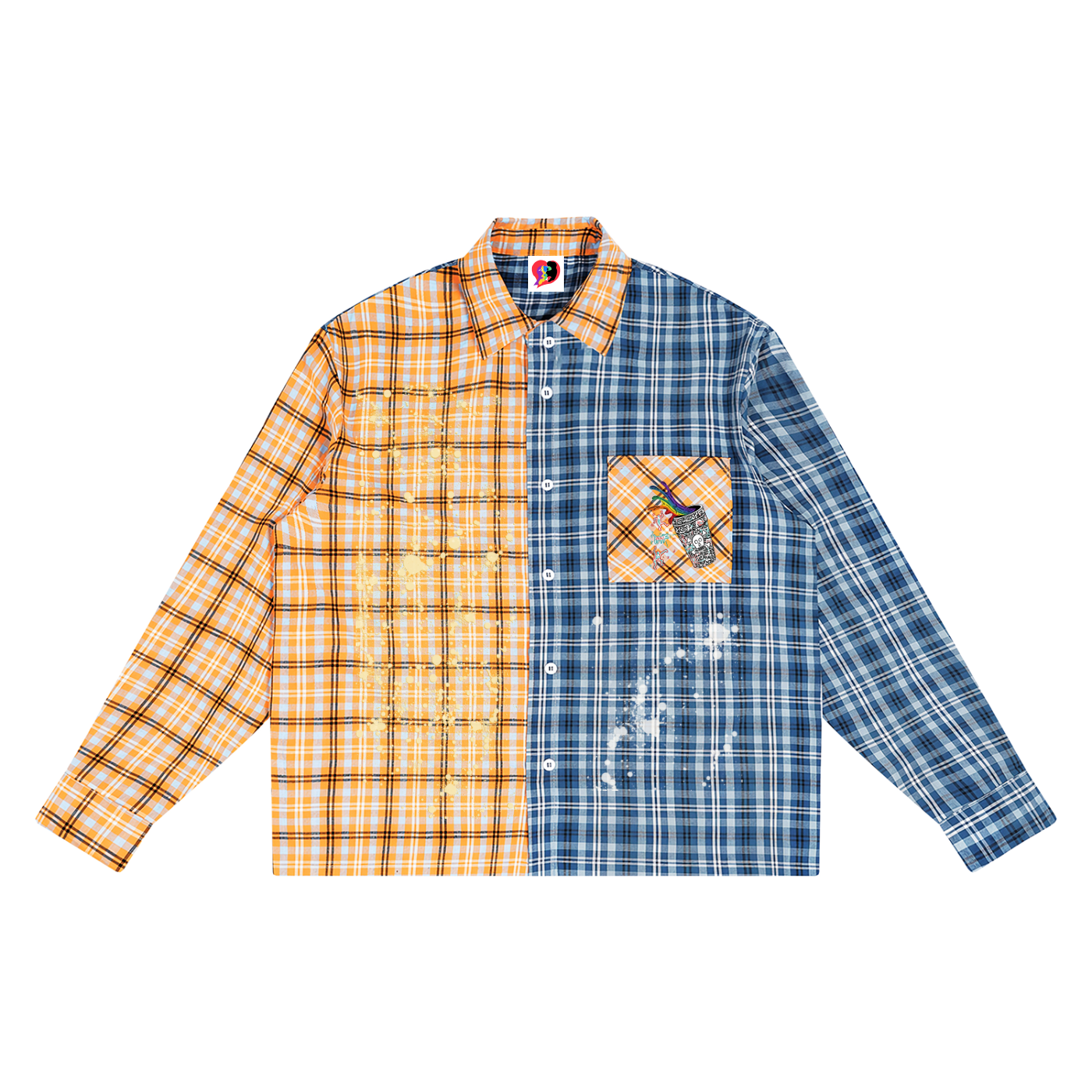 Life of the Party Unisex Oversized Plaid Color Block Shirt