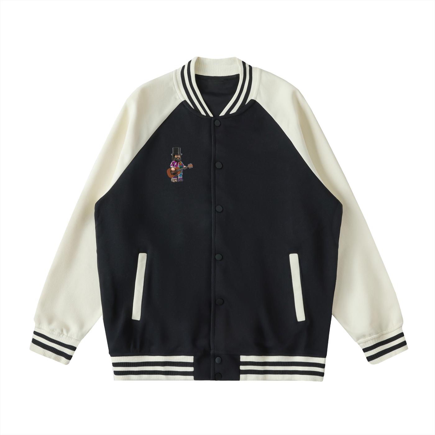 Jerry Garcia Top Hat Two Tone Raglan Sleeve Varsity Jacket