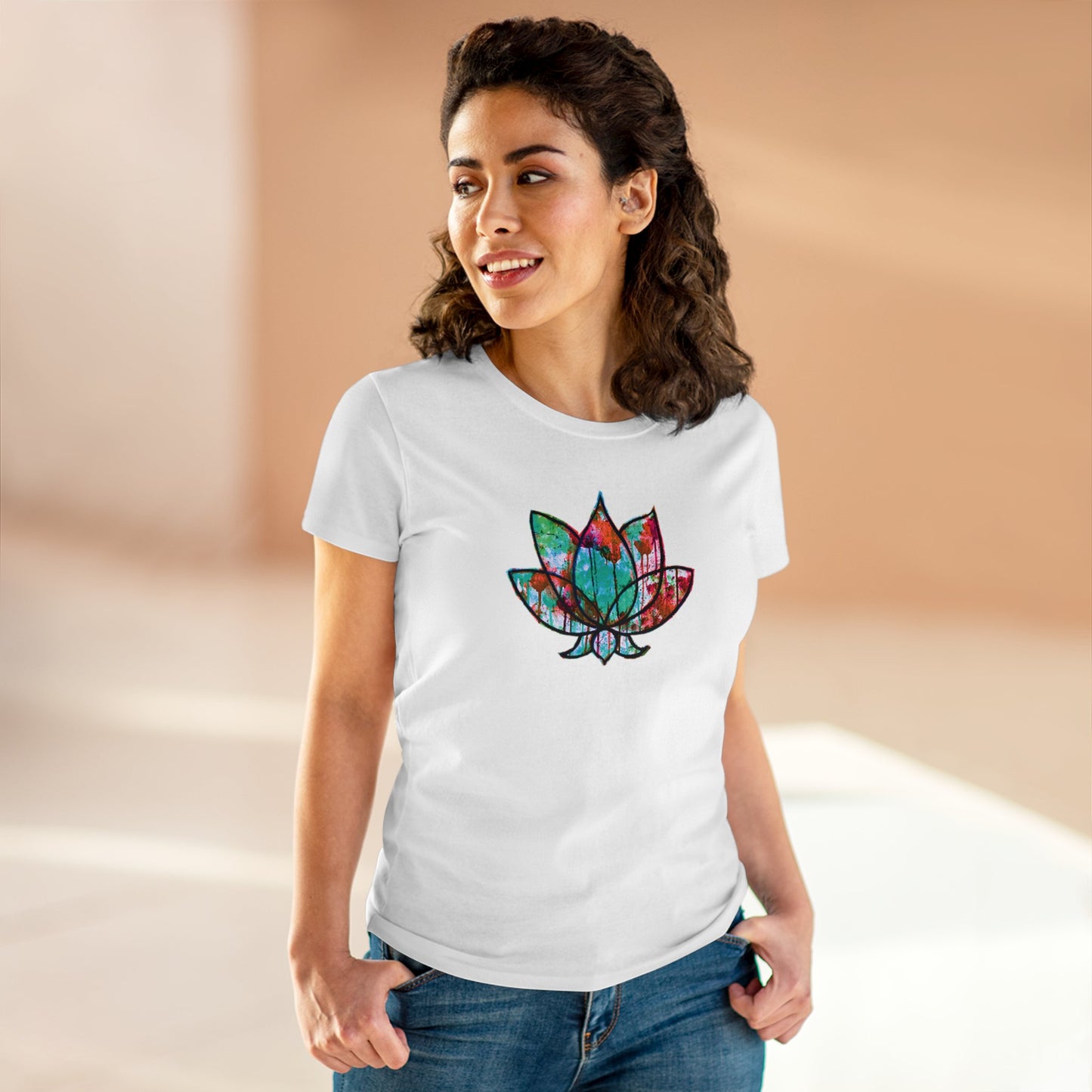 Graffiti Lotus Bloom Women's Cotton Tee