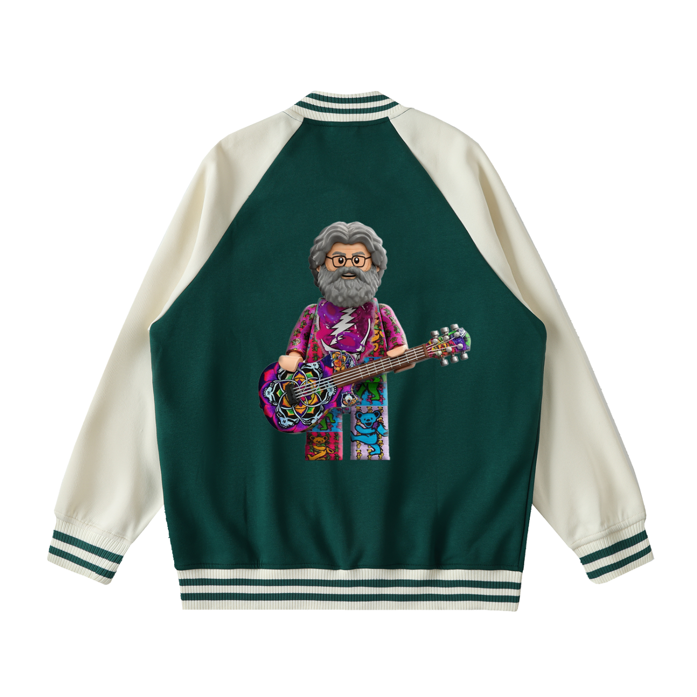 Jerry Garcia Top Hat Two Tone Raglan Sleeve Varsity Jacket