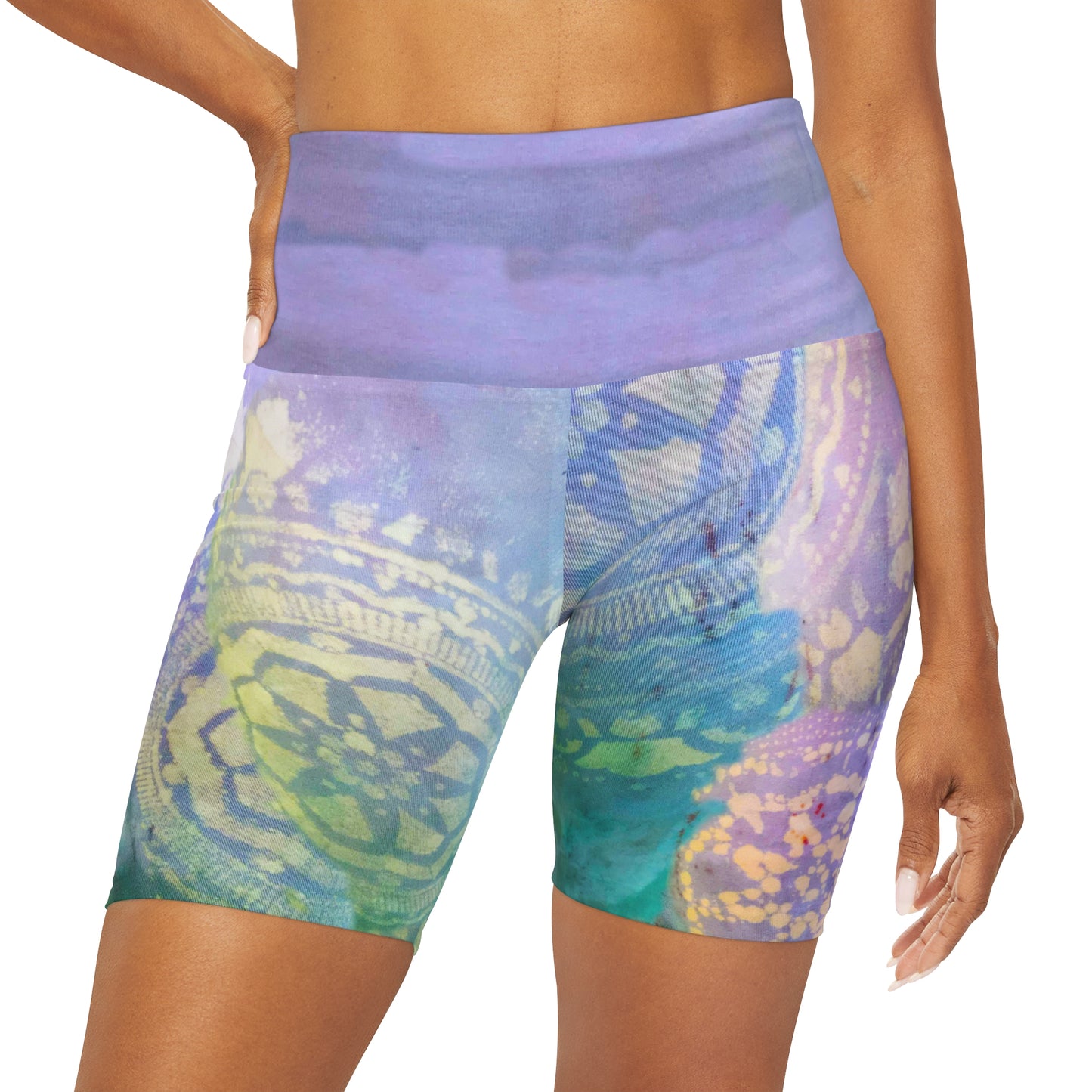 Whimsical High Waisted Yoga Shorts