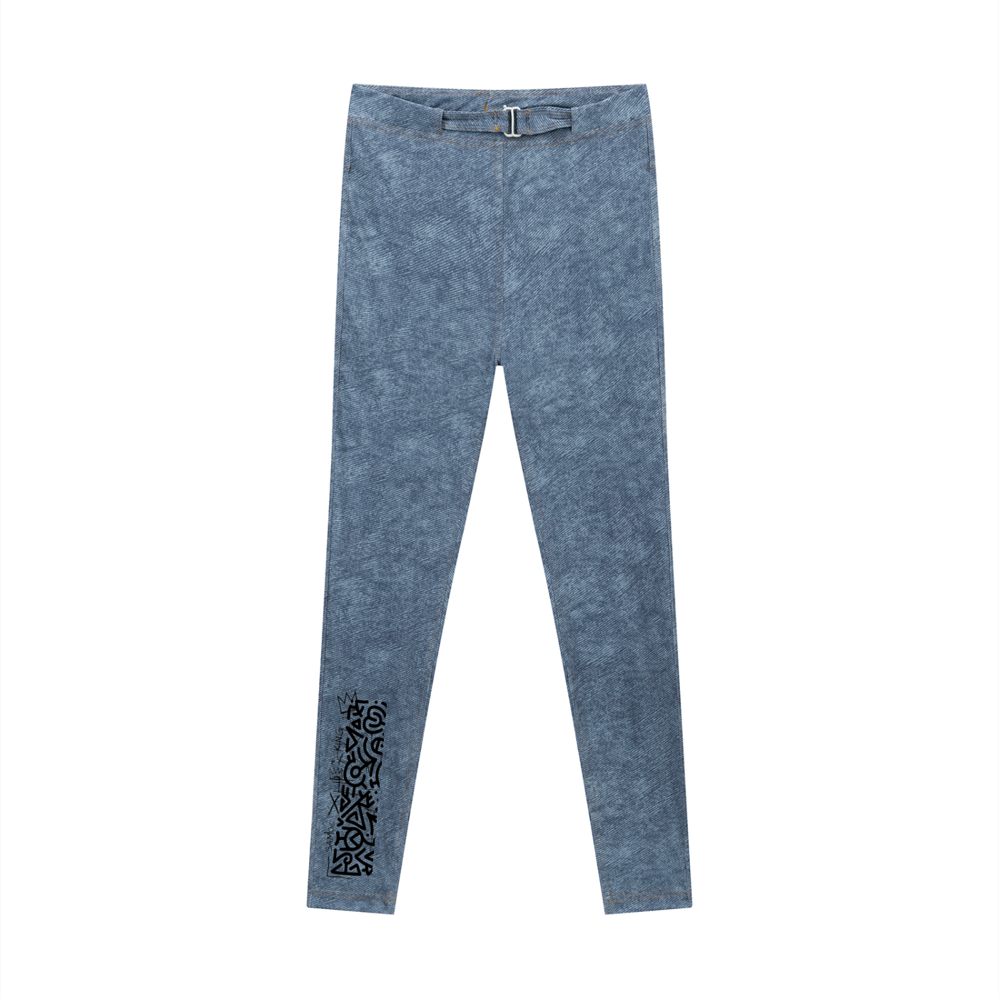 SQUIGGLE Women's Faux Denim Zip-Fly Leggings