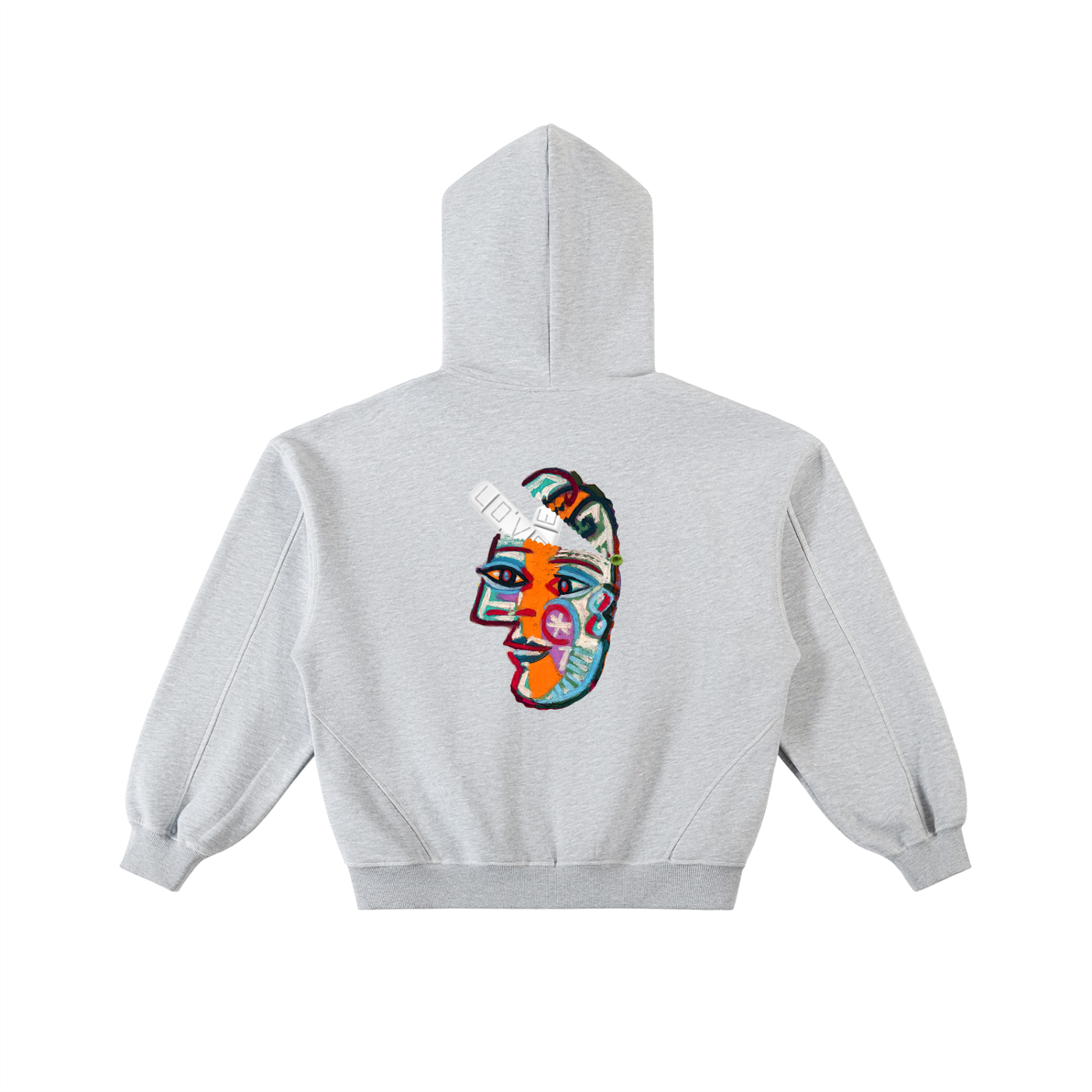 Love Bar Contrast-Stitched Boxy Fleece Zip Hoodie