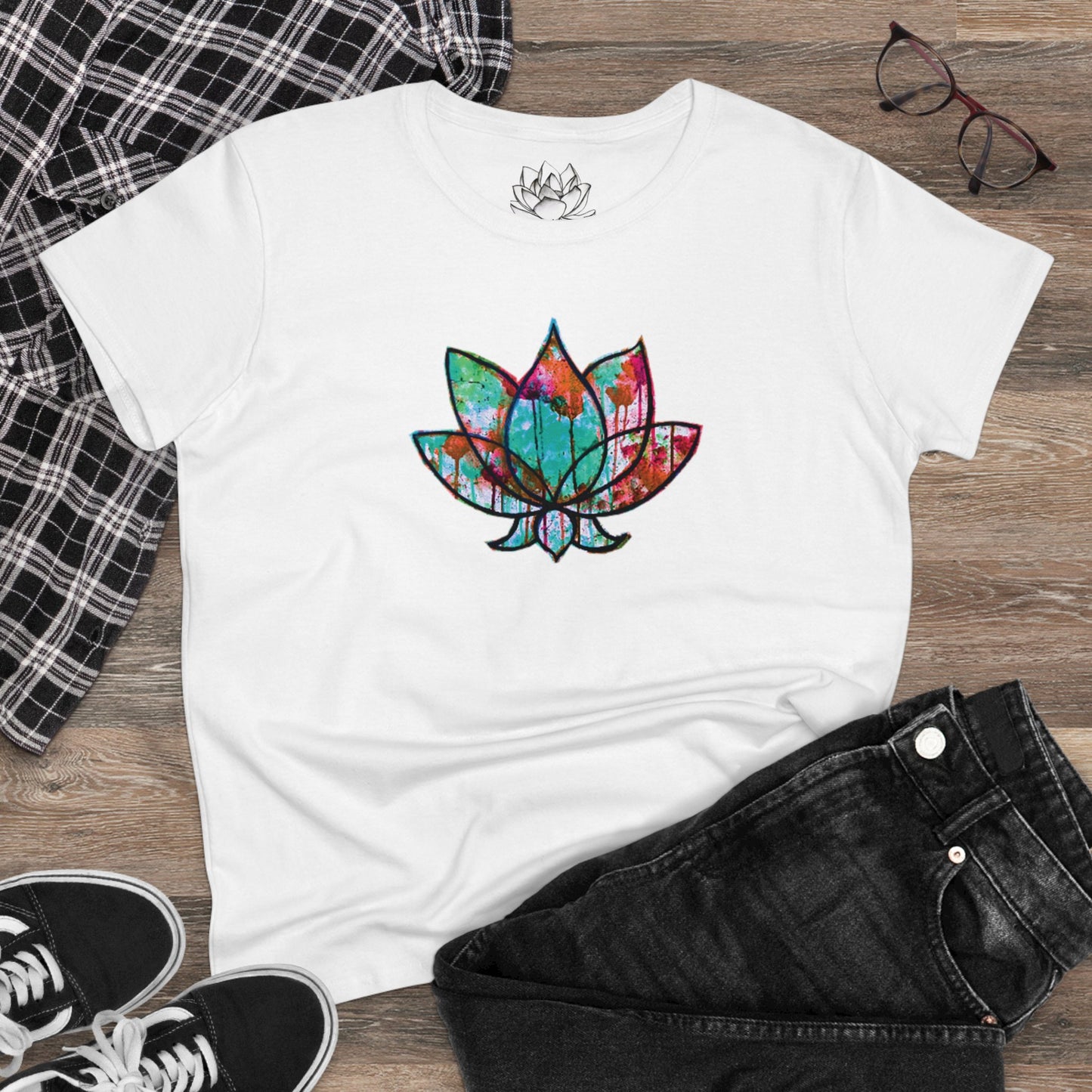 Graffiti Lotus Bloom Women's Cotton Tee