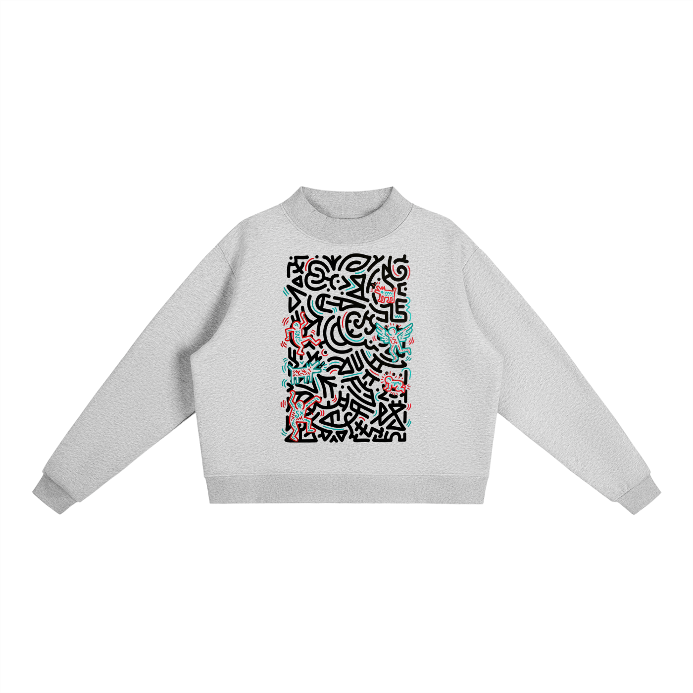 SQUIGGLE Essential Fleece Mock-Neck Crew Sweatshirt