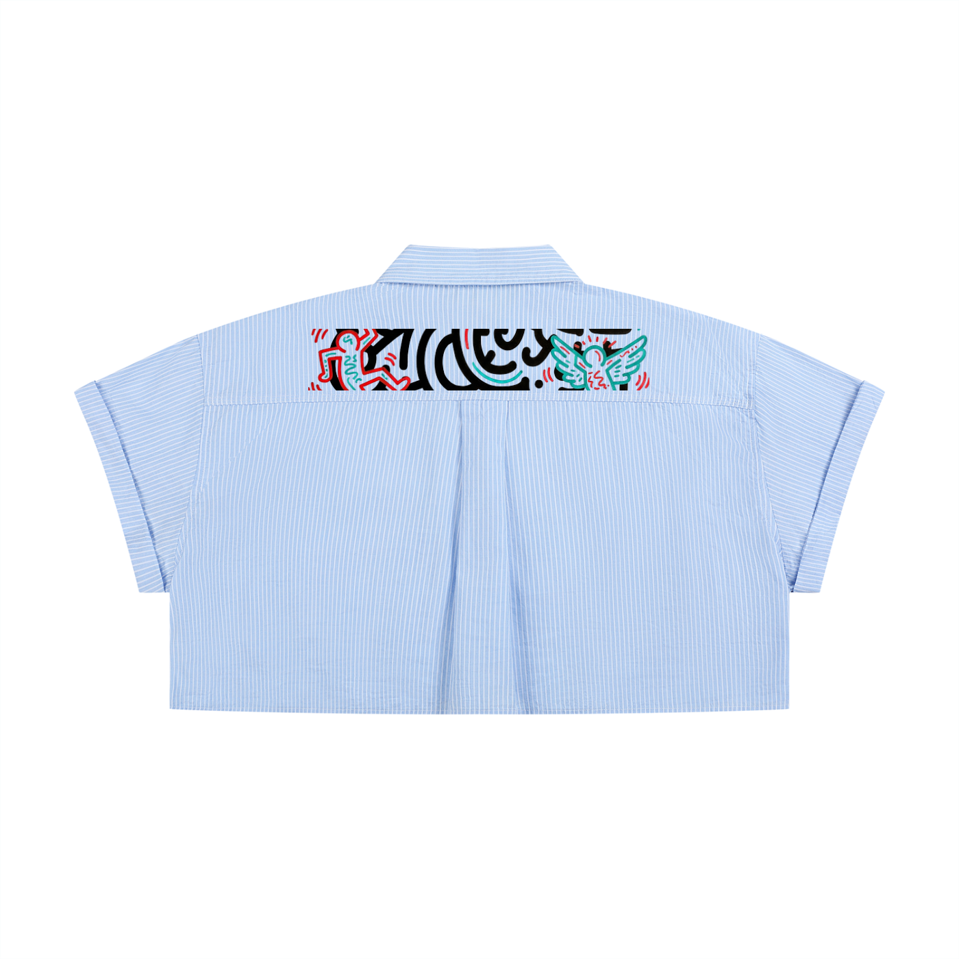 The Way Unicorn Women’s Striped Boxy Cropped Shirt