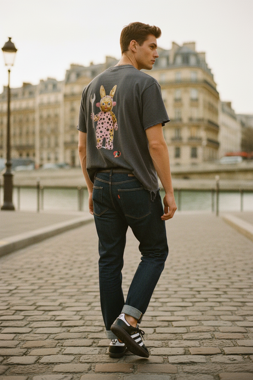 Lord Destro Vintage Wash Boxy Distressed Hem T-Shirt