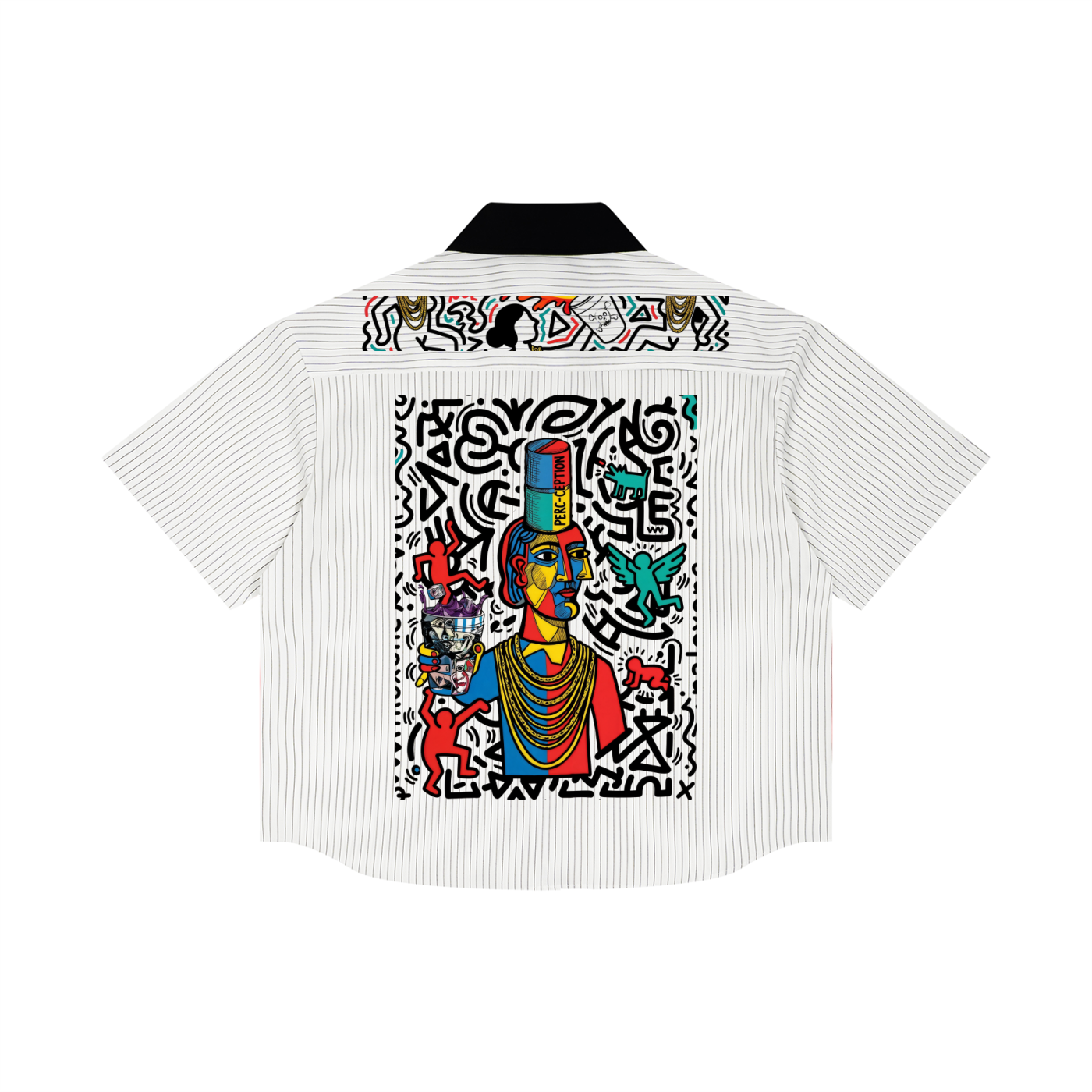 Lean Machine Perc Up Unisex Striped Boxy Contrast Collar Shirt