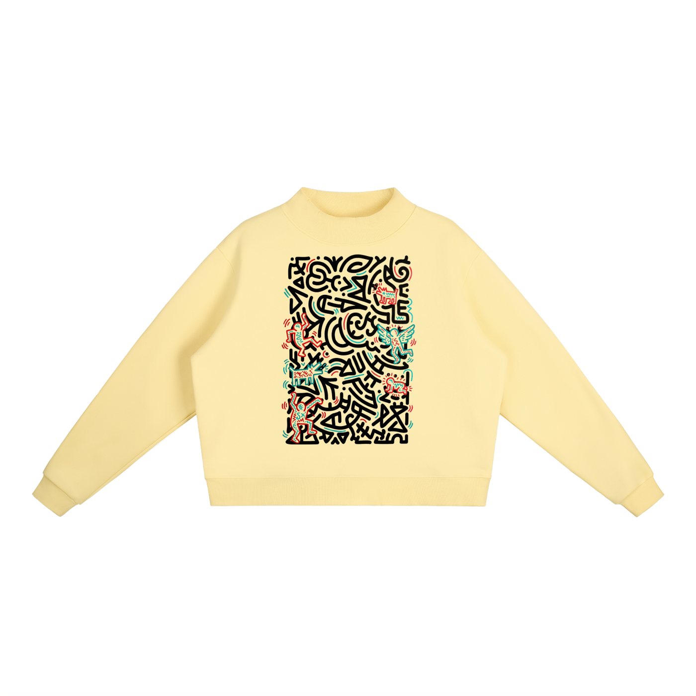 SQUIGGLE Essential Fleece Mock-Neck Crew Sweatshirt