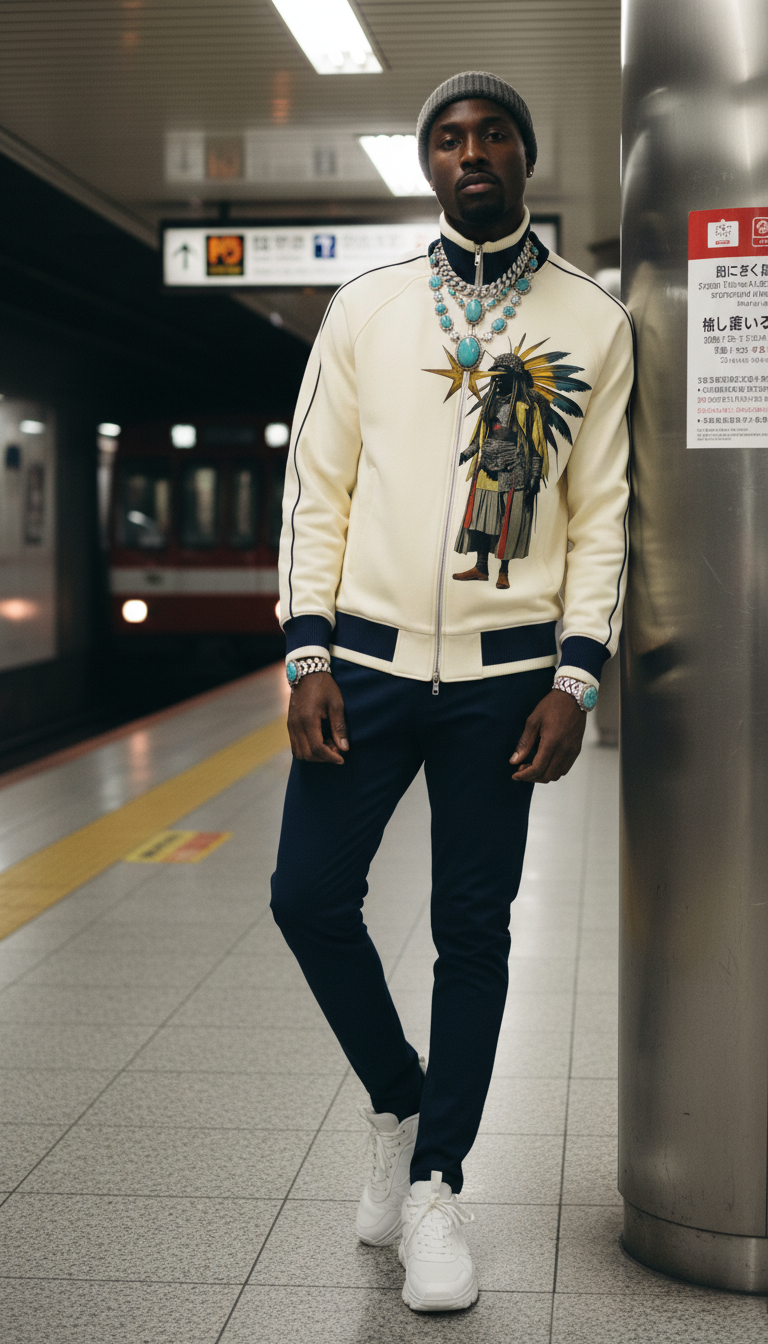 AmaruKhan Hebrews Color Block Raglan Sleeve Zip Track Jacket