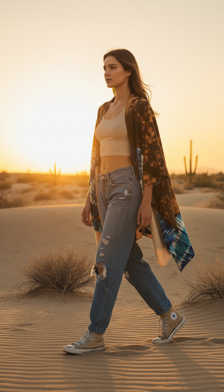 Bleached Shibori All-Season Soft Touch Shawl