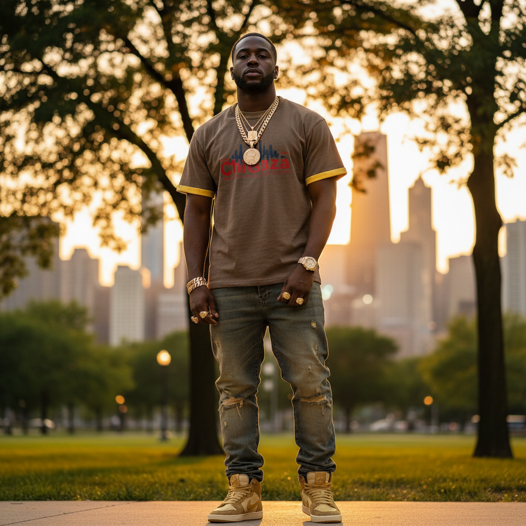 ChiGaza Chiraq Chicago Contrast Cuff Cuffed T-Shirt