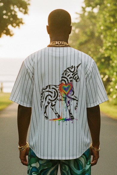 I Am the Way Unisex Striped Full-Zip Baseball Jersey