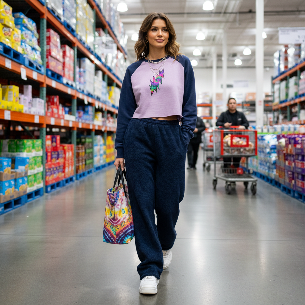 Jerry G LeGoo Raw-Hem Color-Block Raglan Crop Sweatshirt