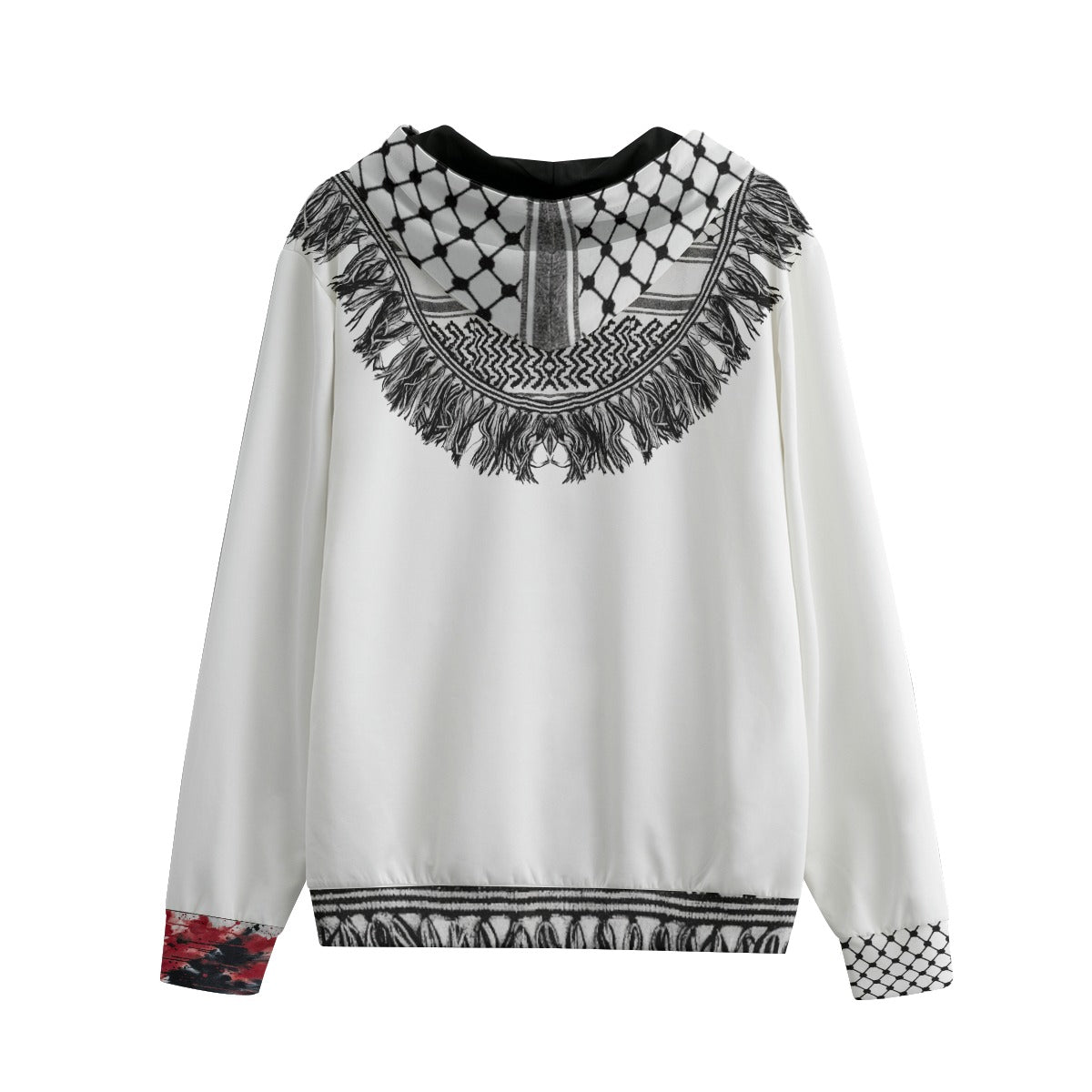 Kufiya Keffiyeh Cuff Splash Unisex Cotton Zip Hoodie